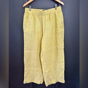 Tahari Chartreuse Butter Yellow European Flax Linen Pant - Large 100% linen